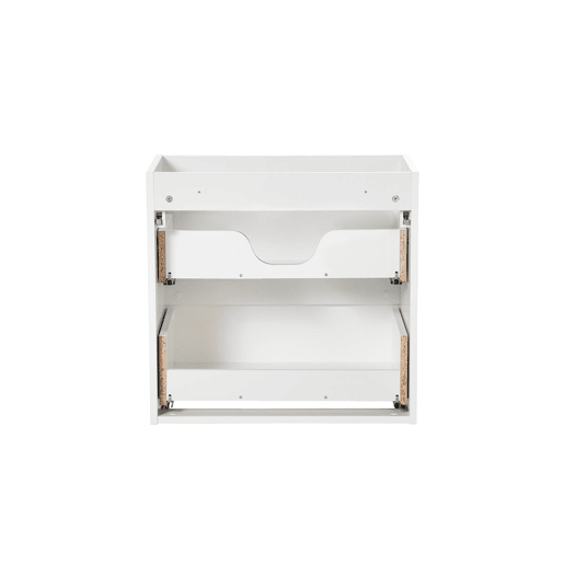 Conjunto móvel lavatório simples 60cm 2 gavetas coluna Riva Branco e Madeira Conjunto móvel lavatório simples 60cm 2 gavetas coluna Riva Branco e Madeira