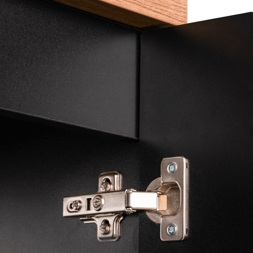 Móvel de lavatório duplo 140cm 5 portas Riva Preto e Madeira