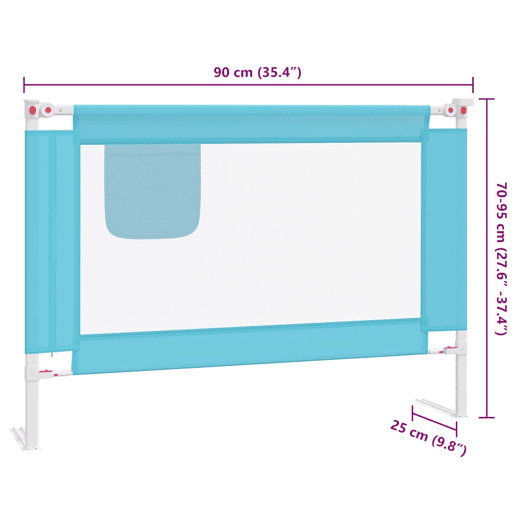 vidaXL Barra de segurança p cama infantil tecido 90x25 cm azul vidaXL Barra de segurança p cama infantil tecido 90x25 cm azul