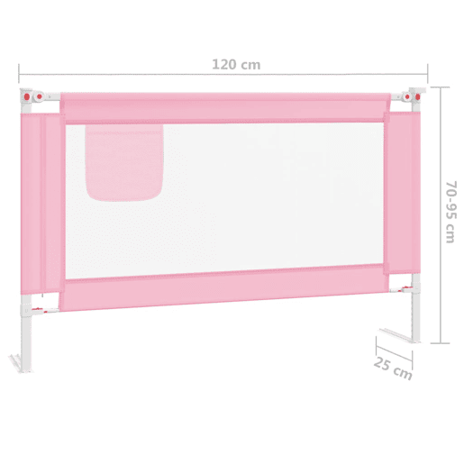 vidaXL Barra de segurança p cama infantil tecido 120x25 cm rosa vidaXL Barra de segurança p cama infantil tecido 120x25 cm rosa