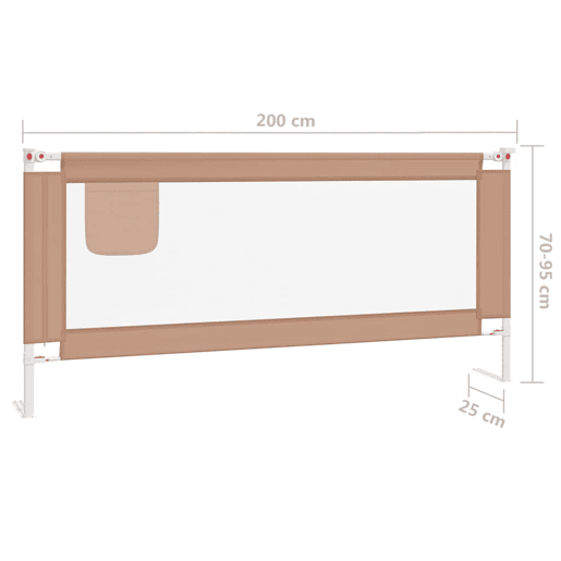 vidaXL Barra segur. p cama infantil tecido 200x25cm cinza-acastanhado vidaXL Barra segur. p cama infantil tecido 200x25cm cinza-acastanhado