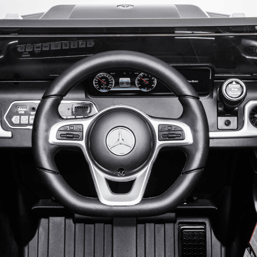 HOMCOM Carro Elétrico para Crianças acima de 3 Anos BENZ G500 Todo-o-Terreno com Bateria 12V Veículo Elétrico com Controlo Remoto Música Buzina Velocidade 3-5 kmh Carga 30 kg Preto