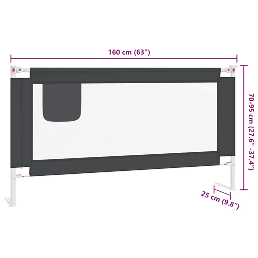 vidaXL Barra segurança p cama infantil tecido 160x25 cm cinza-escuro vidaXL Barra segurança p cama infantil tecido 160x25 cm cinza-escuro