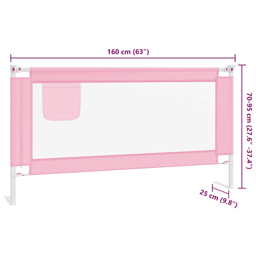 vidaXL Barra de segurança p cama infantil tecido 160x25 cm rosa vidaXL Barra de segurança p cama infantil tecido 160x25 cm rosa