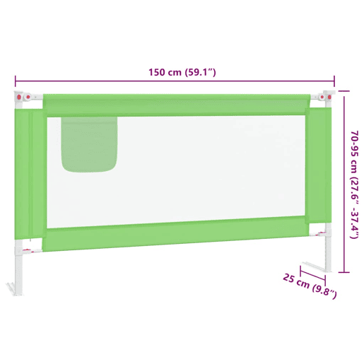 vidaXL Barra de segurança p cama infantil tecido 150x25 cm verde vidaXL Barra de segurança p cama infantil tecido 150x25 cm verde