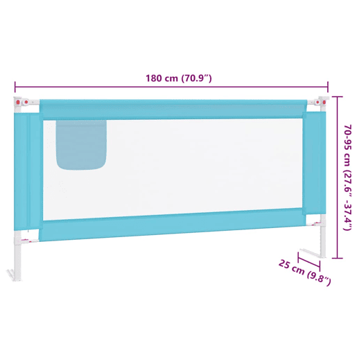 vidaXL Barra de segurança p cama infantil tecido 180x25 cm azul
