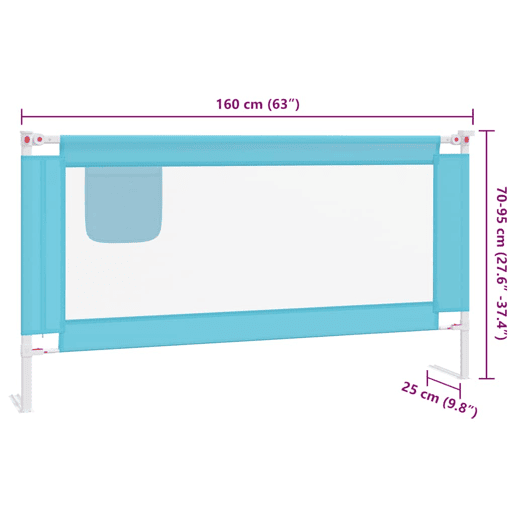 vidaXL Barra de segurança p cama infantil tecido 160x25 cm azul vidaXL Barra de segurança p cama infantil tecido 160x25 cm azul