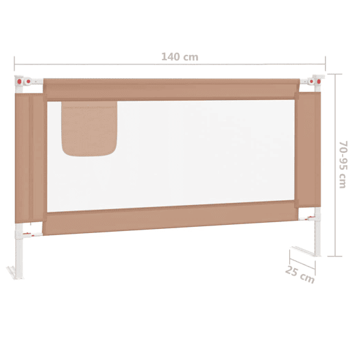 vidaXL Barra segur. p cama infantil tecido 140x25cm cinza-acastanhado vidaXL Barra segur. p cama infantil tecido 140x25cm cinza-acastanhado