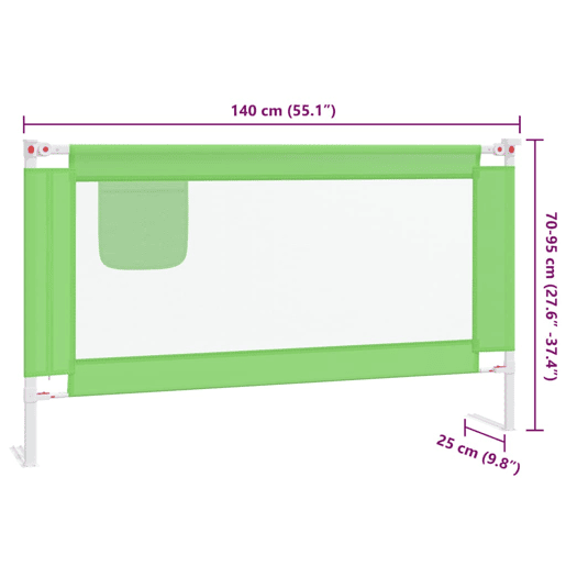 vidaXL Barra de segurança p cama infantil tecido 140x25 cm verde vidaXL Barra de segurança p cama infantil tecido 140x25 cm verde