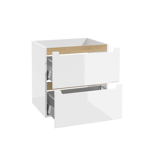Móvel sob-lavatório 60cm 2 gavetas Livia Branco e Madeira