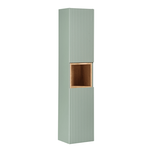 Conjunto de lavatório duplo de 120 cm com 4 portas e pedestal Jade verde e madeira