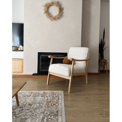 Poltrona LEKNES Bouclé Branco creme