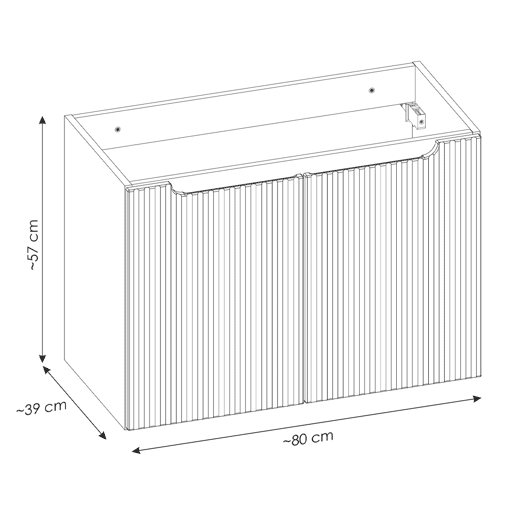 Móvel de lavatório simples 80cm 2 portas Riva Caxemira e Madeira