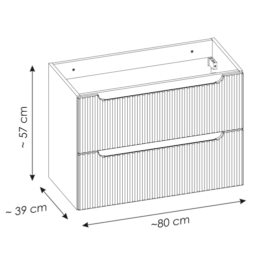 Móvel de lavatório simples 80cm 2 gavetas Riva Caxemira e Madeira