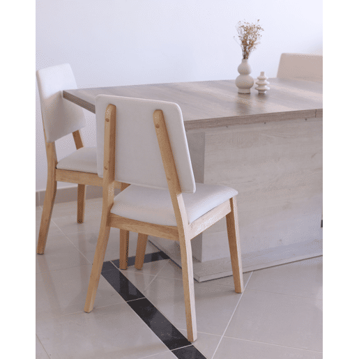 Conjunto de 2 cadeiras de jantar MERRILL Madeira Creme claro