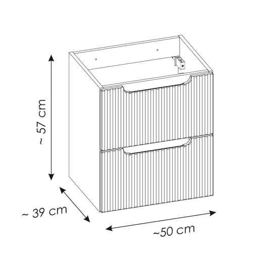 Móvel de lavatório 50cm 2 gavetas Riva Preto