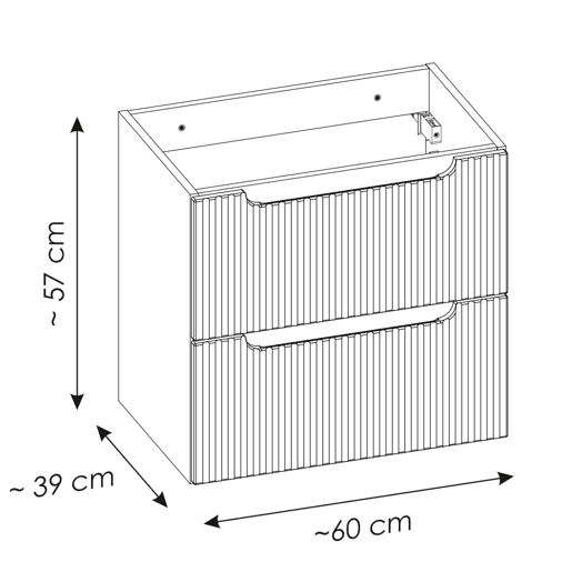 Móvel de lavatório 60cm 2 gavetas Riva Branco