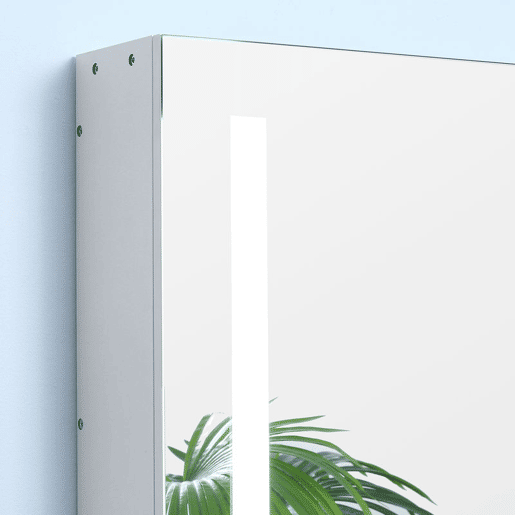 kleankin Armário com Espelho de Casa de Banho com Luz LED Armário de Casa de Banho Suspenso com 2 Portas e Interruptor Tátil Estilo Moderno 70x15x65 cm Branco
