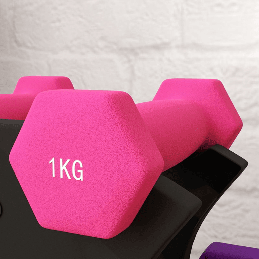SPORTNOW Jogo de Halteres 2x1 kg 2x2 kg 2x3 kg Conjunto de Halteres Hexagonais com Suporte de Armazenamento para Exercício Treino em Casa Ginásio Multicolor