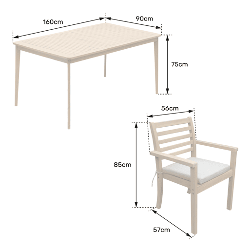 Conjunto de mobiliário de jardim Acacia SIMILAN 6 lugares - almofadas de areia