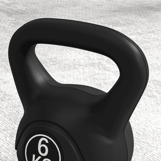 HOMCOM Peso Russo de 6 kg Kettlebell Fitness Preenchido de Areia com Punho Largo Antiderrapante para Exercícios e Treinos em Casa Ginásio 20x13x22 cm Preto