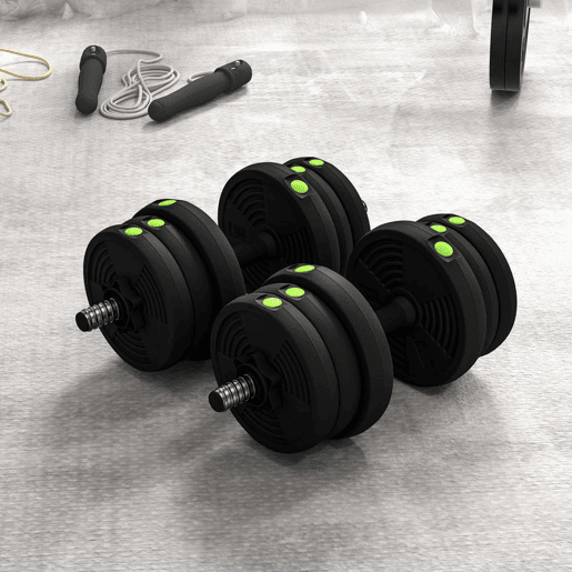 SPORTNOW Kit de Halteres 20kg 2 em 1 Jogo de Pesos com Barra de Pesos Pega Antiderrapante para Treino de Força em Casa Ginásio Escritório Preto e Verde