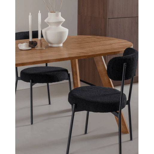 Conjunto de 2 cadeiras de jantar ALLISON Bouclé Preto