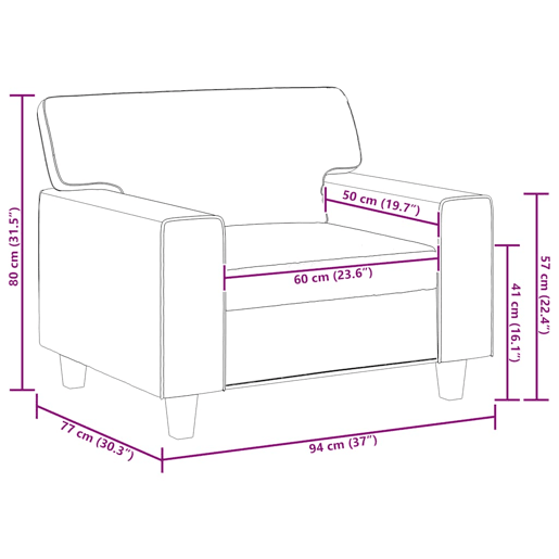vidaXL Poltrona 60 cm couro artificial cinzento vidaXL Poltrona 60 cm couro artificial cinzento