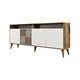 Aparador Dpogg, Mesa Multiusos, Armário de Apoio, Secretária de Corredor, 180x35h79 cm, Nogueira e Branco