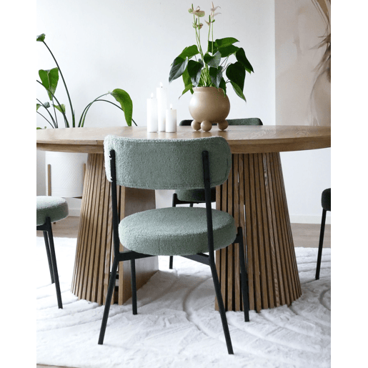 Conjunto de 2 cadeiras de jantar ALLISON Bouclé Verde claro