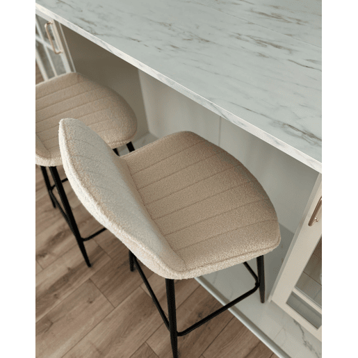 Conjunto de 2 bancos de bar DUBROVNIK Bouclé Creme claro