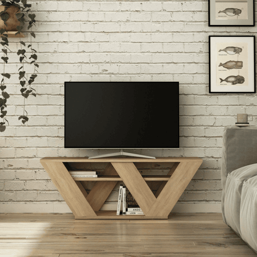 Móvel tv com efeito madeira