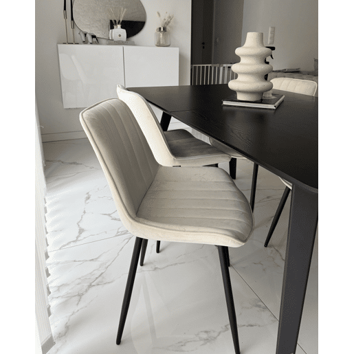 Conjunto de 2 cadeiras de jantar DUBROVNIK Veludo Creme claro