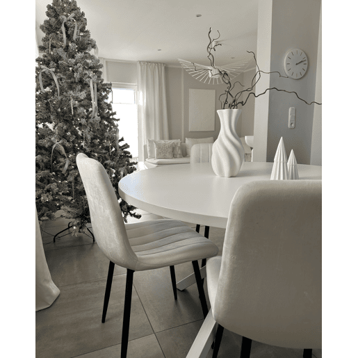 Conjunto de 4 cadeiras de jantar KALISPELL Veludo Branco creme