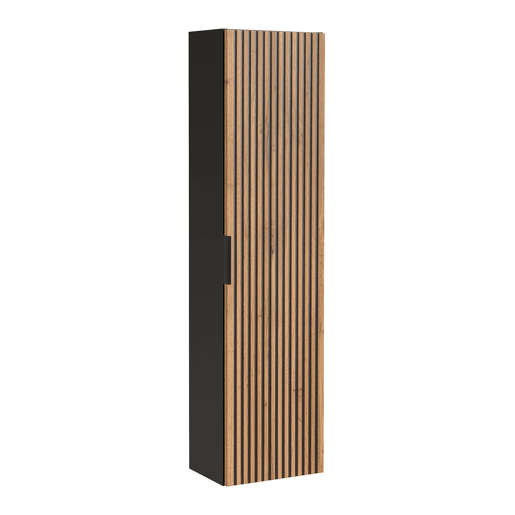 Conjunto móvel lavatório simples 100cm e coluna Gaia Madeira e Preto Lavatório preto