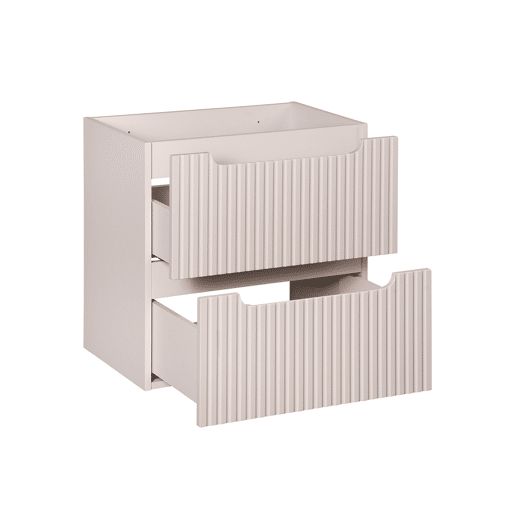 Conjunto móvel lavatório simples 60cm 2 gavetas pedestal Riva Cashmere Madeira