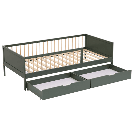 Cama de criança 190x90cm verde com gavetas ADAM
