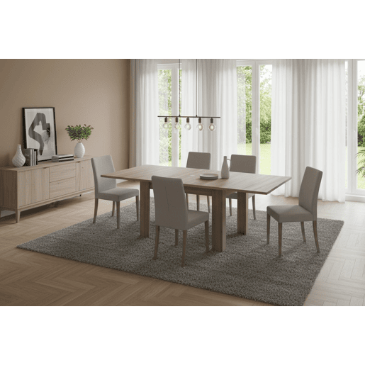 Mesa extensível de efeito madeira