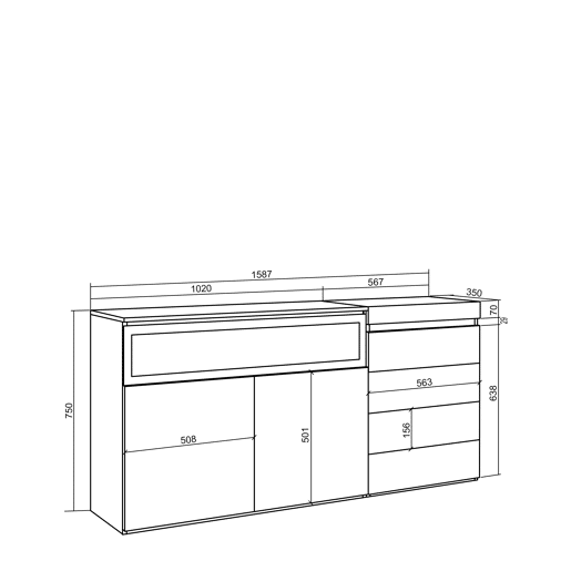Aparador, Buffet, Amplo Espaço Armazenamento, 157x35x75cm, Para quarto, dormitório, Lareira eléctrica, Cómoda, Estilo moderno, Cimento Aparador, Buffet, Amplo Espaço Armazenamento, 157x35x75cm, Para quarto, dormitório, Lareira eléctrica, Cómoda, Estilo moderno, Cimento