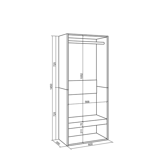 Roupeiro aberto, Guarda-roupa,Armário aberto, 60x35x145cm, Para quarto, dormitório, Barra e Prateleira, Estilo moderno, Branco Roupeiro aberto, Guarda-roupa,Armário aberto, 60x35x145cm, Para quarto, dormitório, Barra e Prateleira, Estilo moderno, Branco