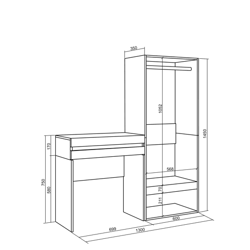 Mesa consola de entrada, Mesa auxiliar para entrada, 130x35x145cm, Com gaveta, Roupeiro aberto, Estilo moderno, Cimento Mesa consola de entrada, Mesa auxiliar para entrada, 130x35x145cm, Com gaveta, Roupeiro aberto, Estilo moderno, Cimento