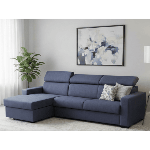 Sofá cama com península de tecido