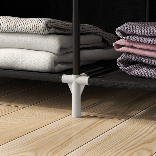 HOMCOM Roupeiro de Tecido Dobrável Armário de Roupa Portátil com 6 Prateleiras e 1 Barra de Pendurar para Dormitório Vestidor 103x43x162,5 cm Preto