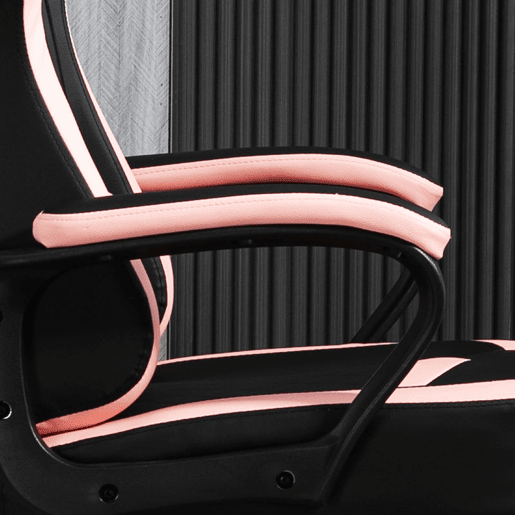 Vinsetto Cadeira Gaming Cadeira de Escritório Ergonómica com Altura Regulável Basculante com Apoio de Cabeça e Almofada Lombar 61x70x121-129 cm Rosa e Preto
