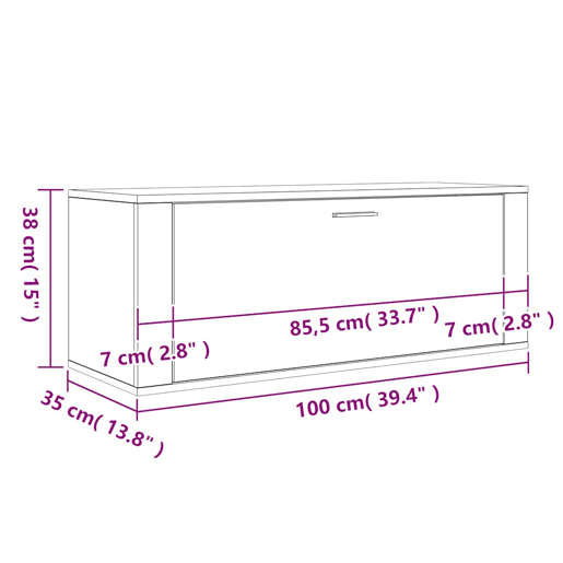 vidaXL Sapateira de parede 100x35x38 cm derivados de madeira branco