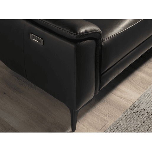 ANGEL CERDA Sofá chaise longue direito em couro preto