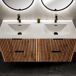Conjunto Doble lavabo encastrado columna 3 armarios de pared Gaia Conjunto Doble lavabo encastrado columna 3 armarios de pared Gaia Madera