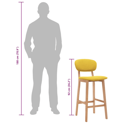 vidaXL Bancos de bar 2 pcs tecido amarelo mostarda