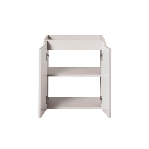Conjunto móvel simples lavatório embutido 50cm 2 portas e coluna Riva Caxemira e Madeira