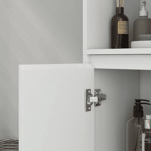 HOMCOM Coluna Casa de Banho Armário Alto Casa de Banho com Porta 2 Prateleiras Abertas Anti-Tombo Estilo Moderno 30x30x160 cm Branco